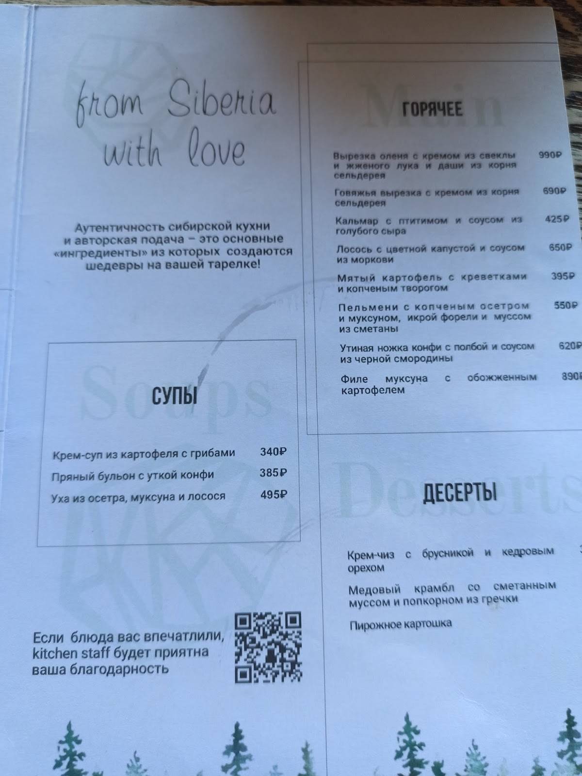 Рестобар «The Шишки» меню