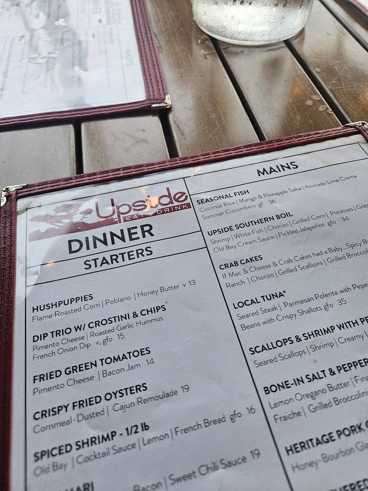 Upside Restaurant меню