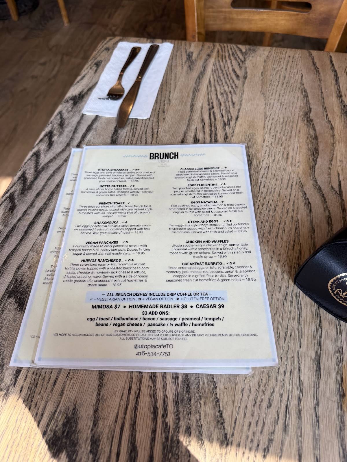 Utopia Cafe & Grill меню