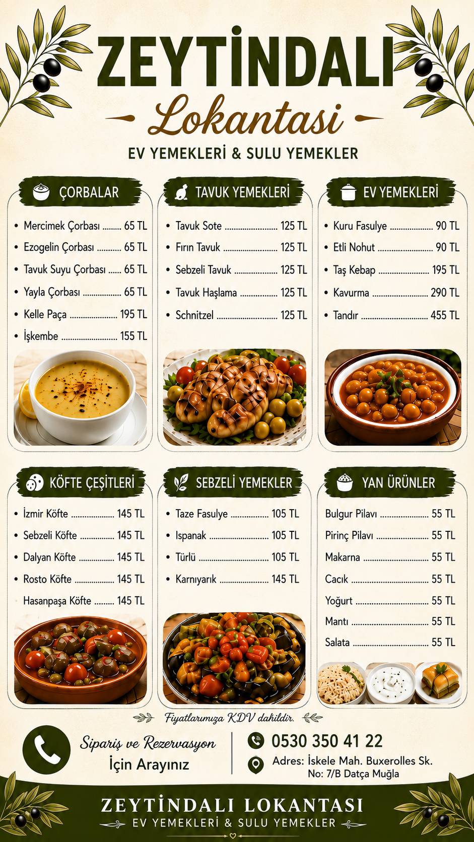 Zeytin Dalı Datça меню