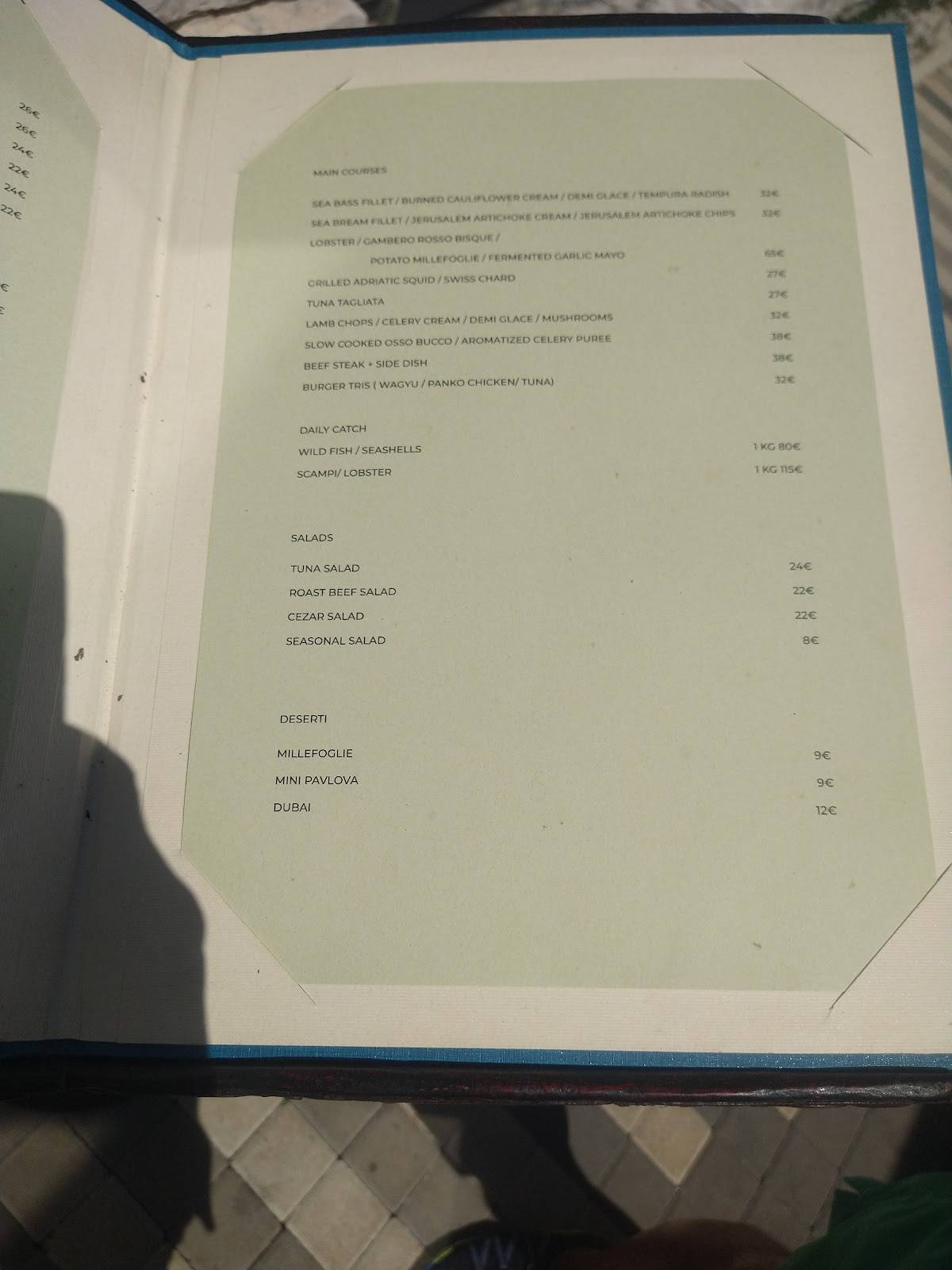 Restaurant & Apartments "Blu" меню