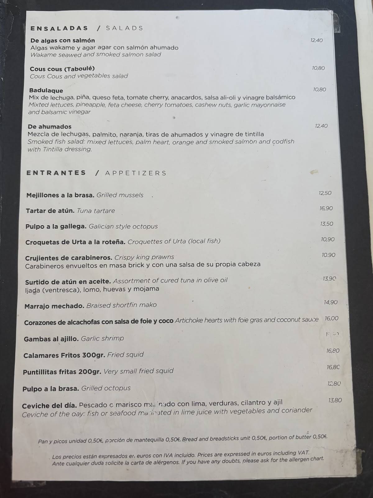 Restaurante Badulaque меню