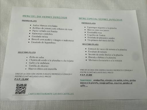 Restaurante Las Dos Castillas меню