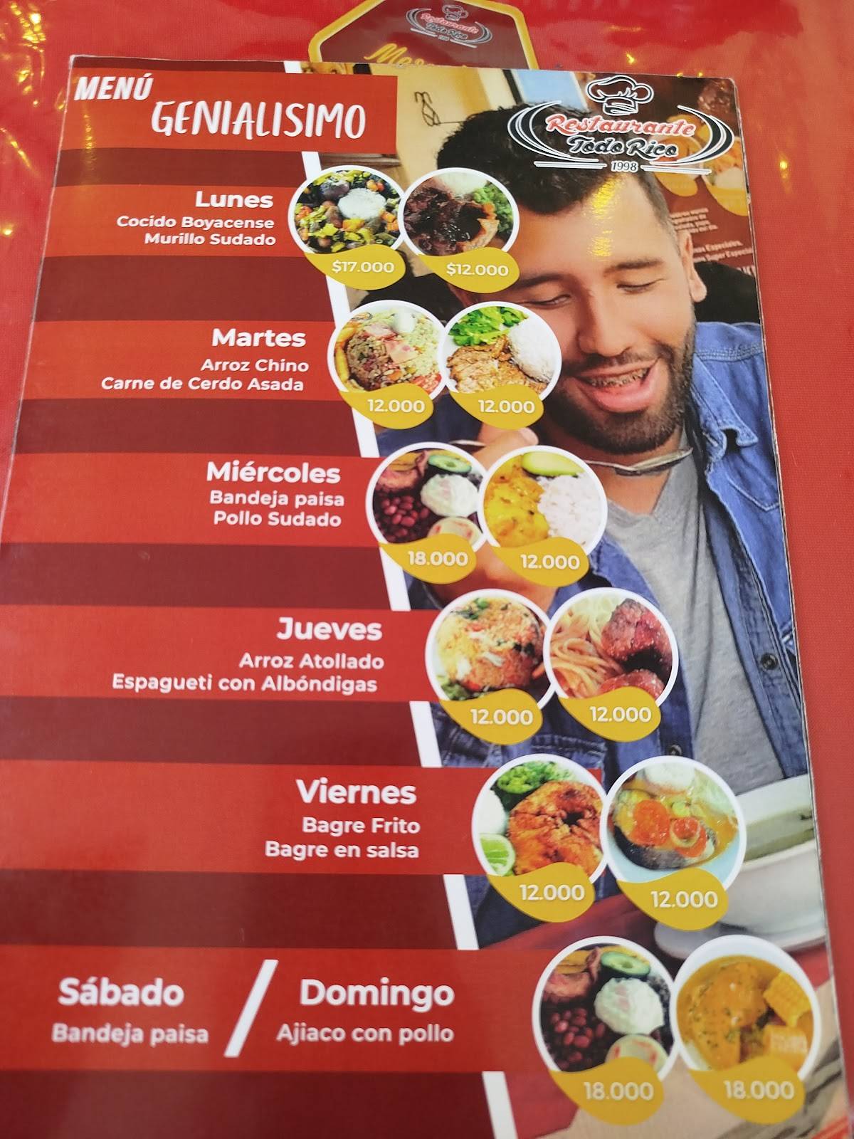 Restaurante TODO RICO меню