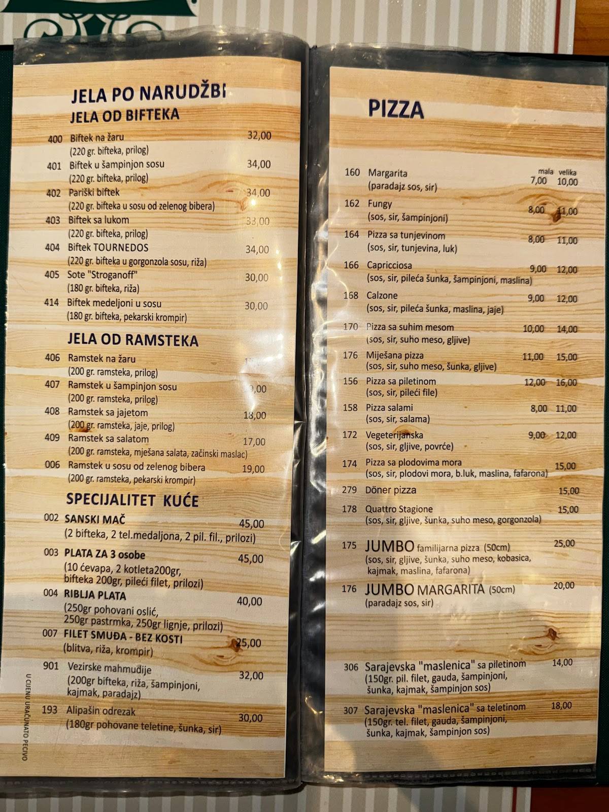 Restoran Emir меню