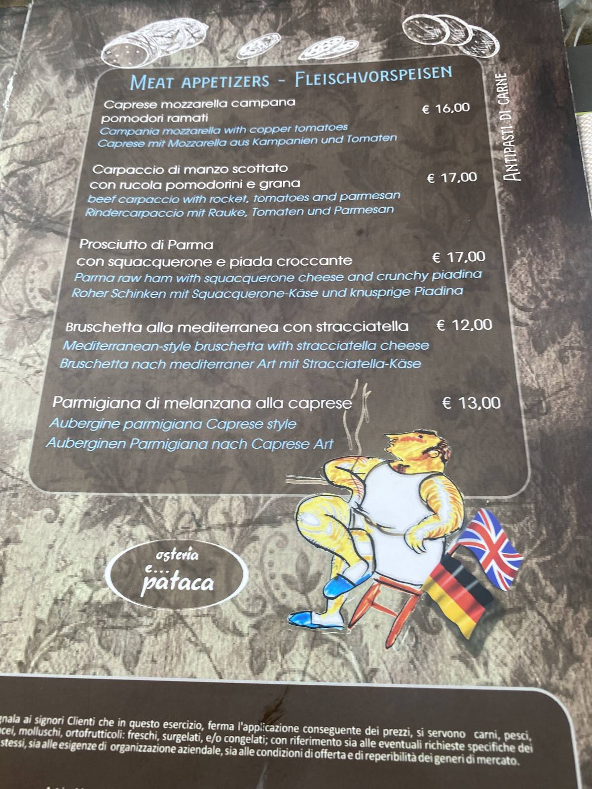 Osteria E... Pataca меню