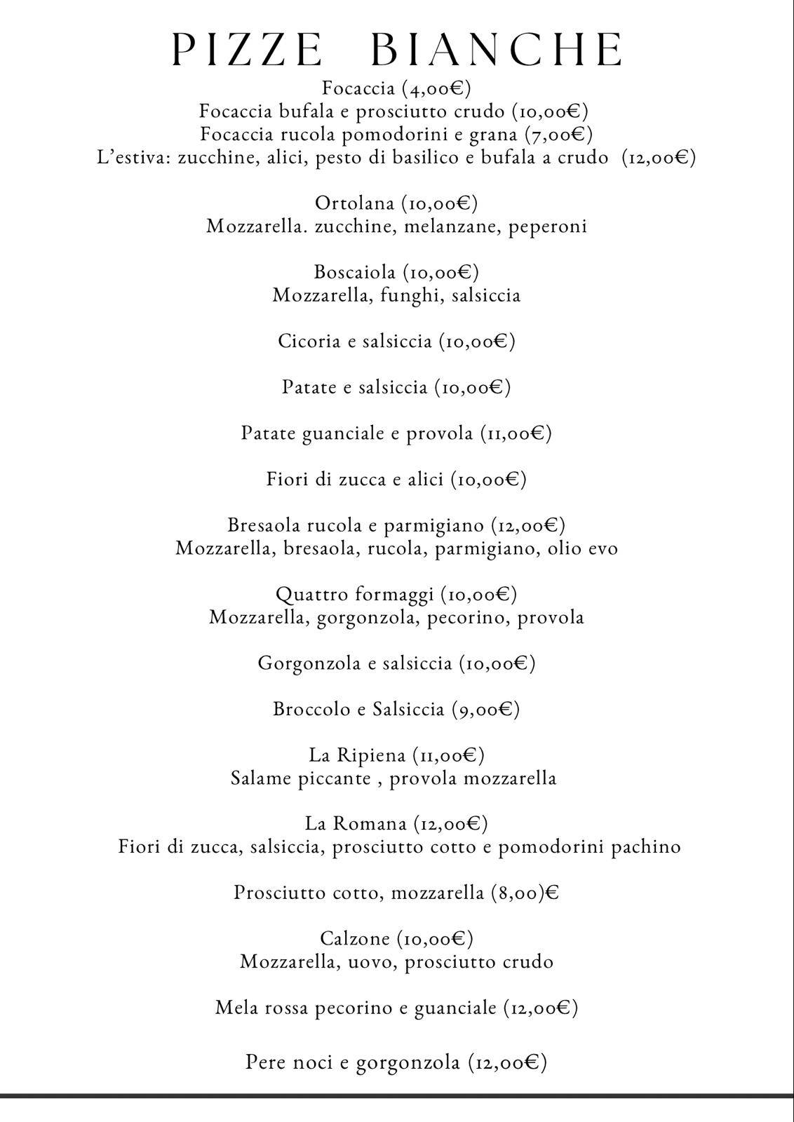 Ristorante 4 Pini меню