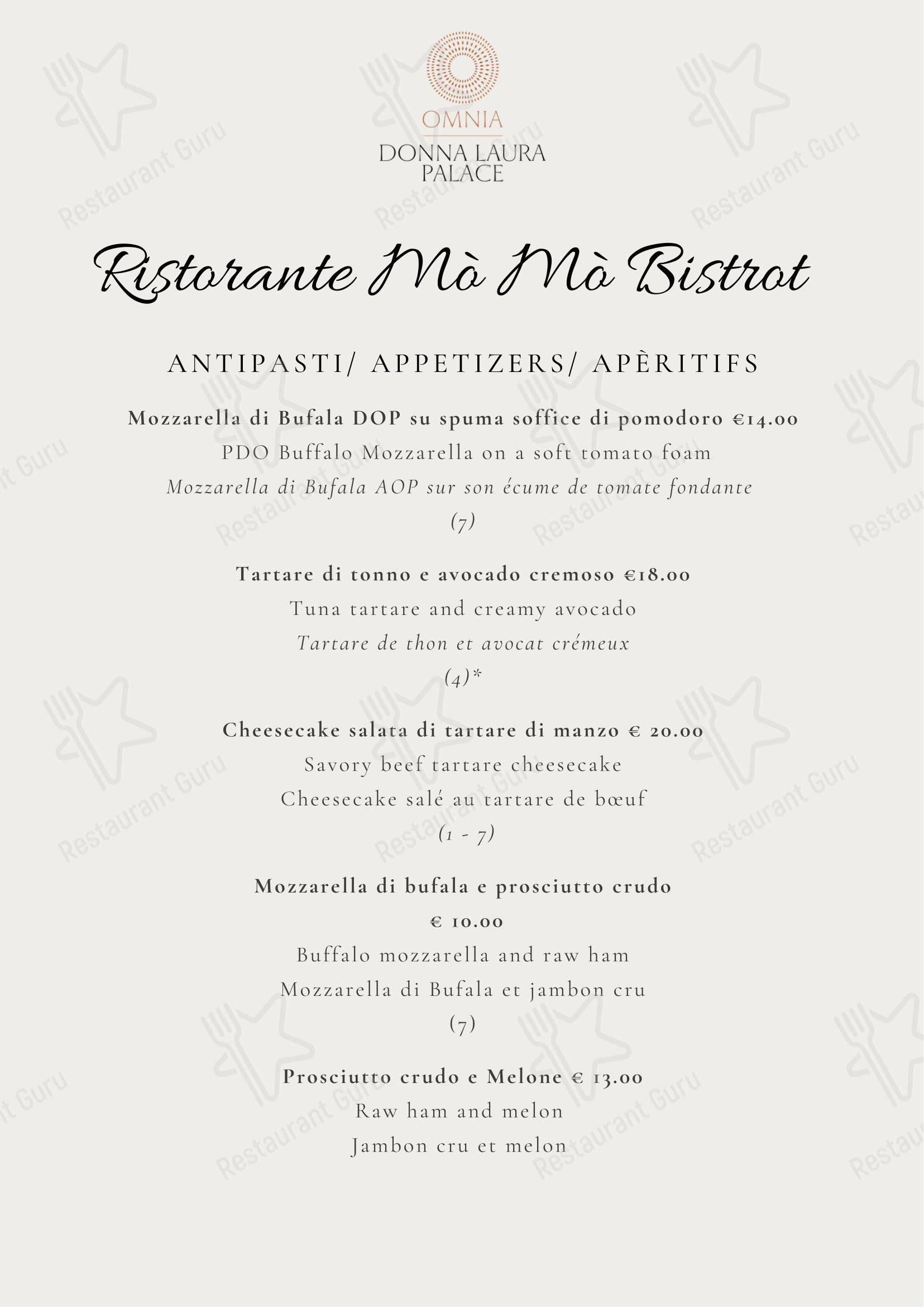 Меню ресторана Ristorante Bistrot 21 - Меню