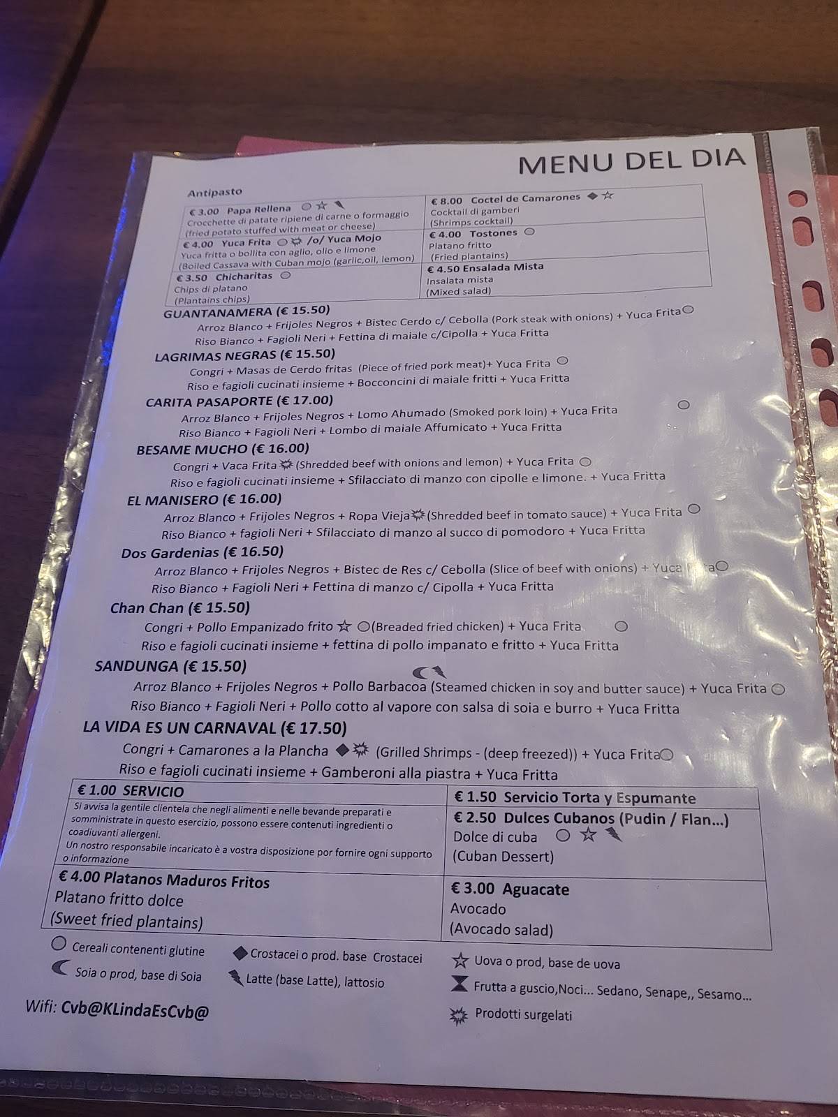 Ristorante El Cubano меню