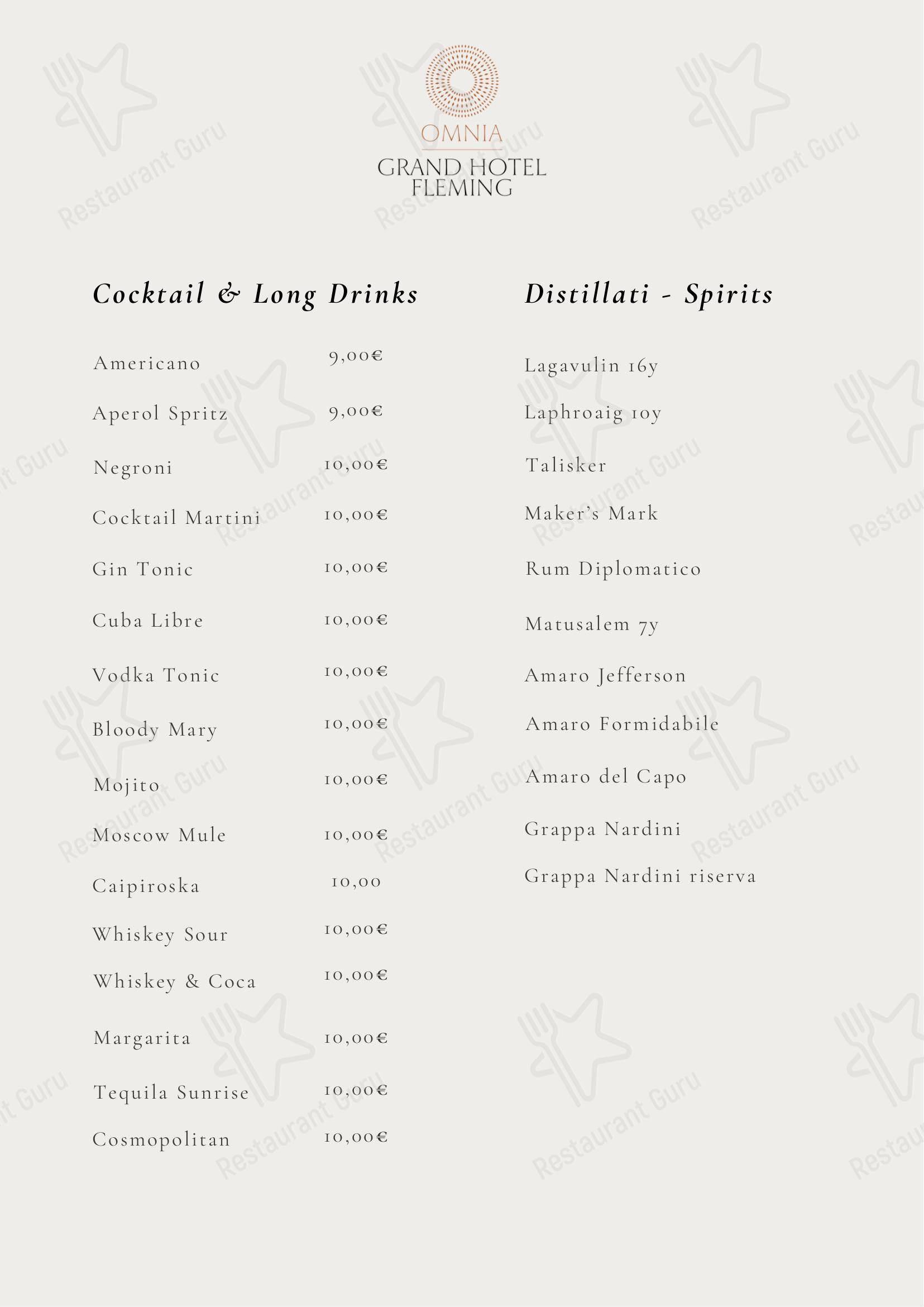 Меню ресторана Ristorante Gray's в Риме