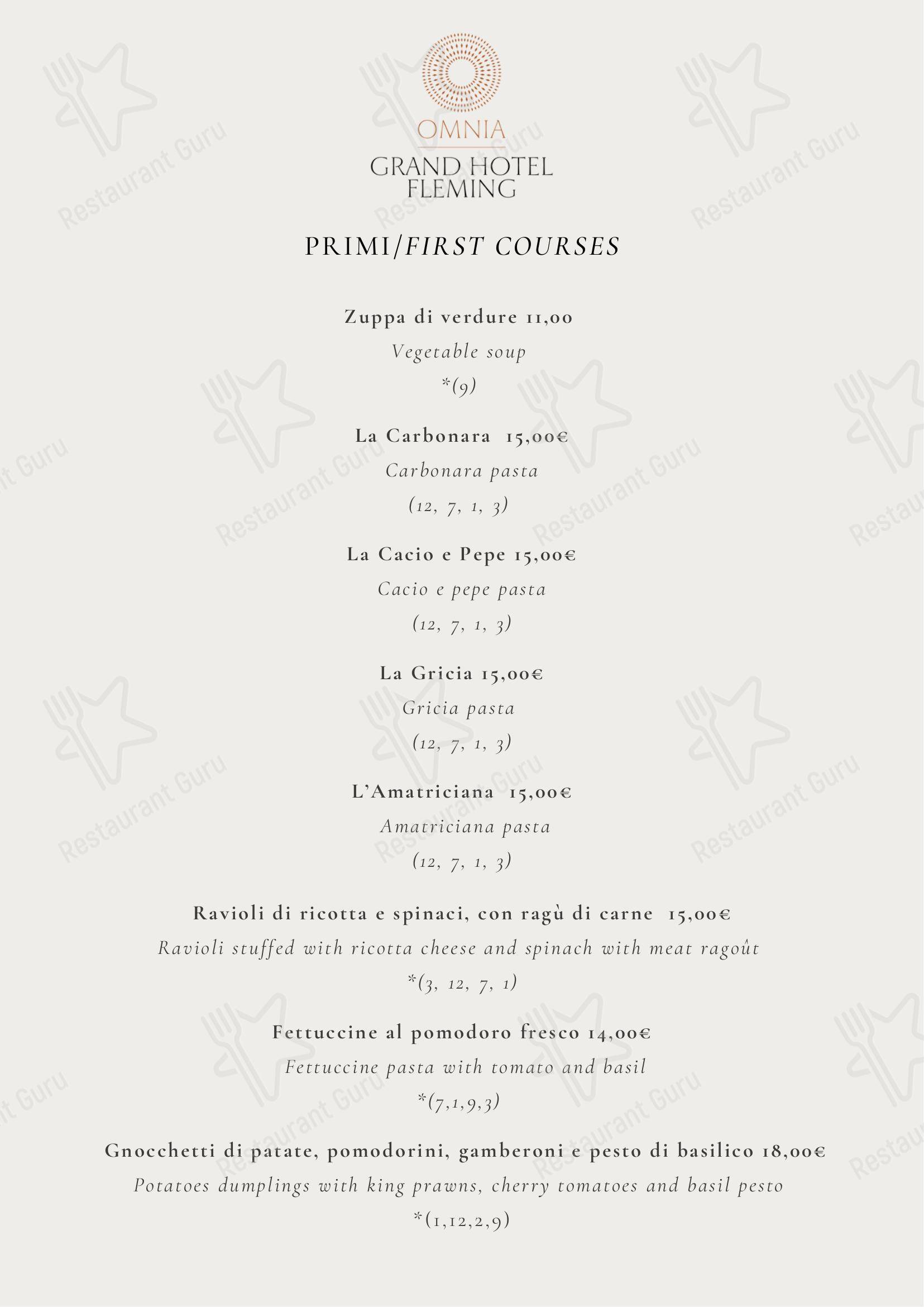 Меню ресторана Ristorante Gray's в Риме