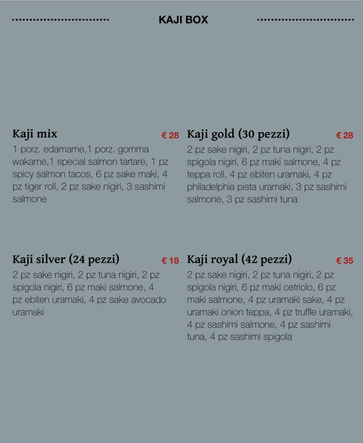 Ristorante Kaji меню