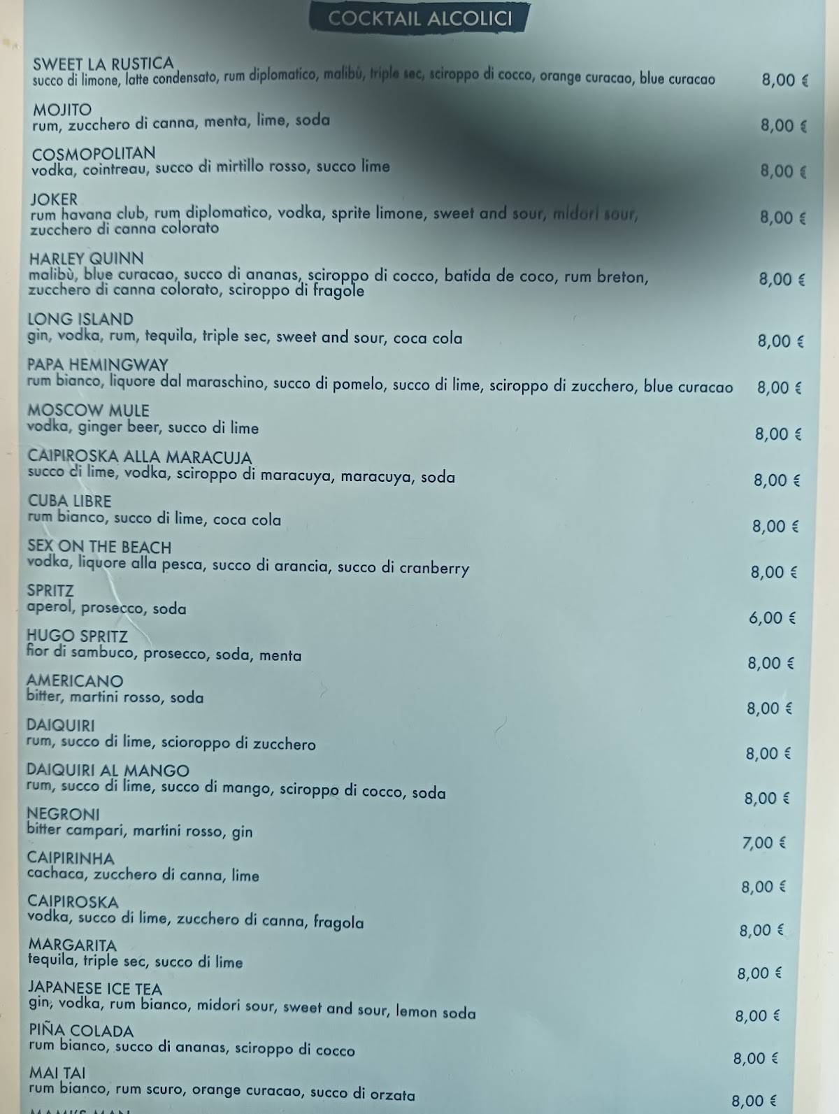 Ristorante La Rustica меню