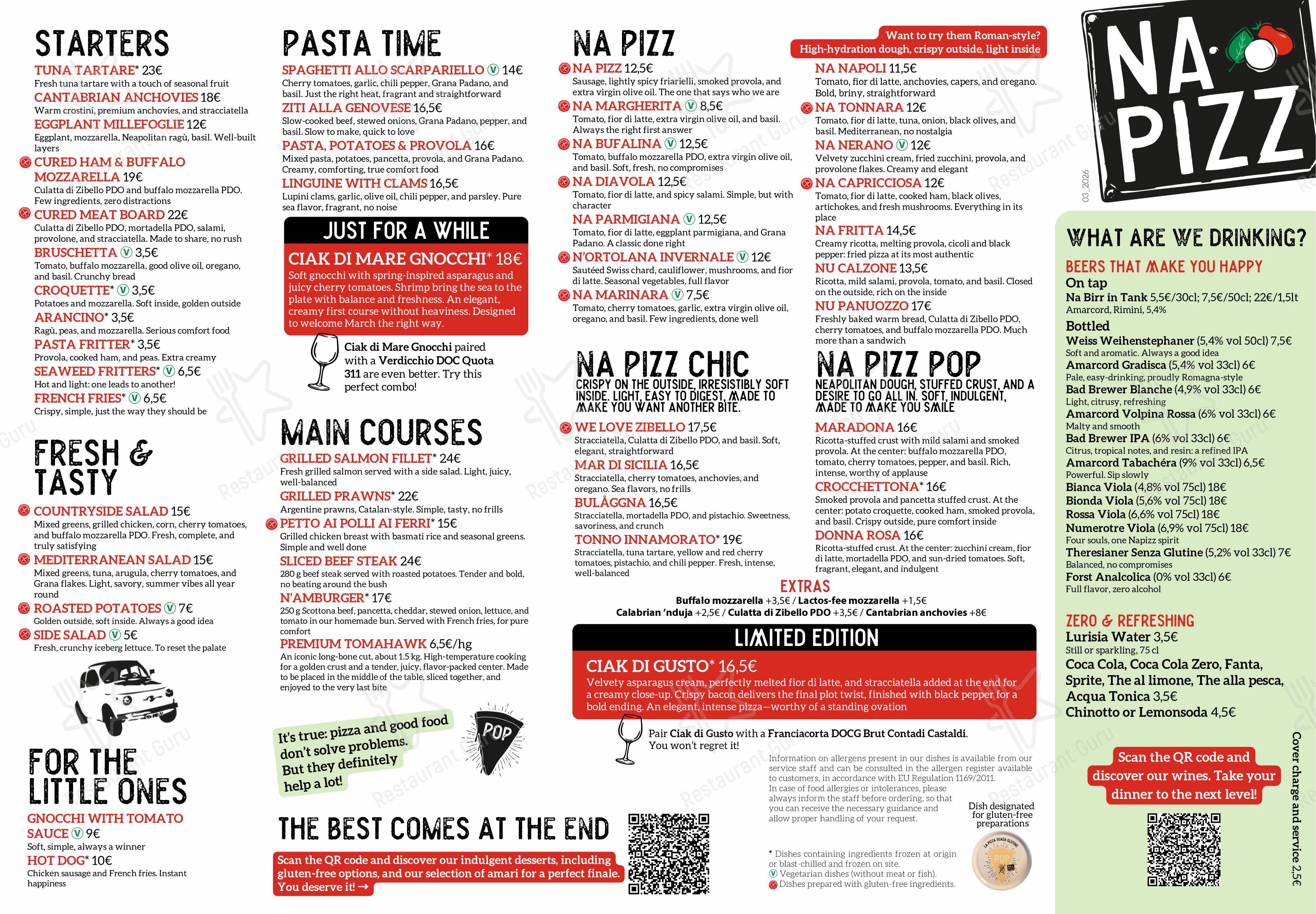 Меню ресторана Ristorante Napizz - Rimini Tribunale в Римини