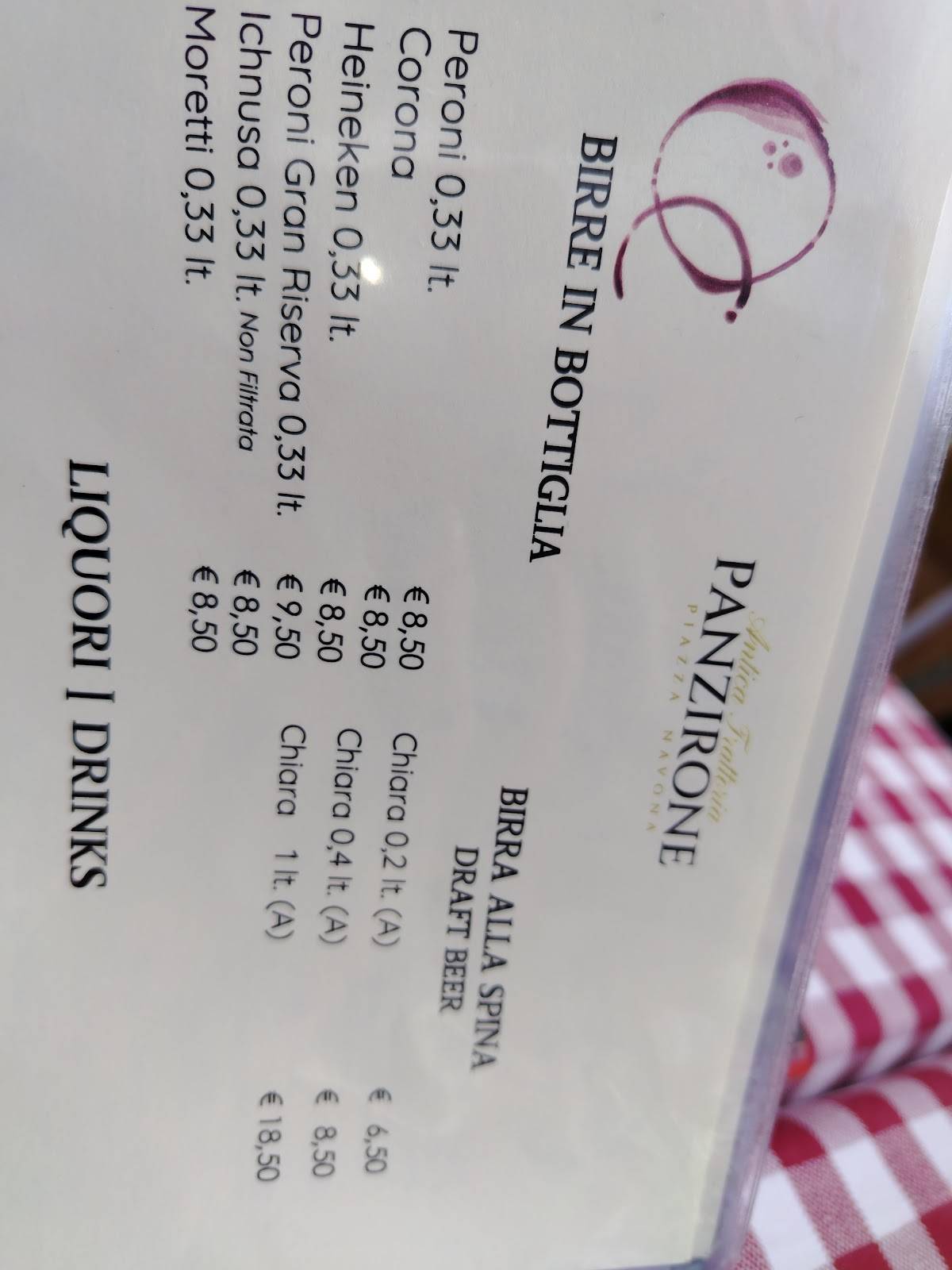 Ristorante Panzirone меню