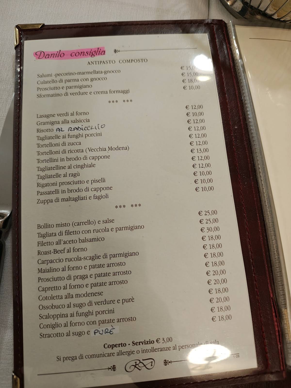 Ristorante da Danilo меню