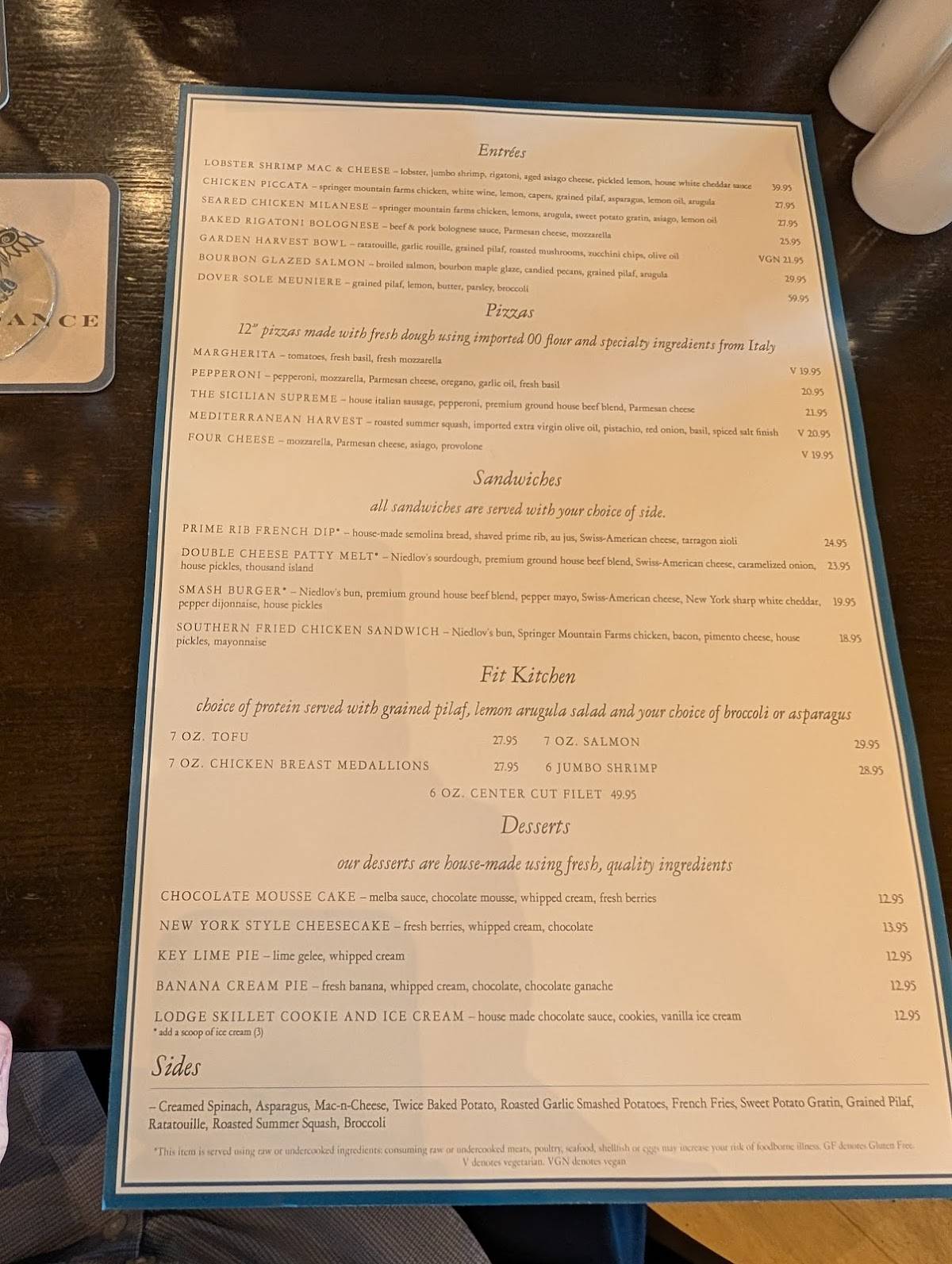 Riverdance Restaurant меню