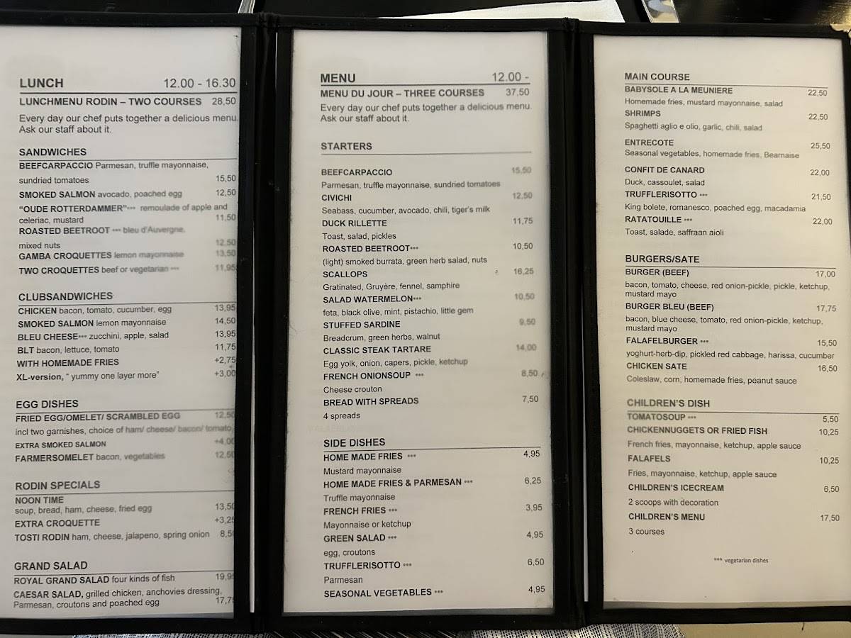 Rodin Café Restaurant меню
