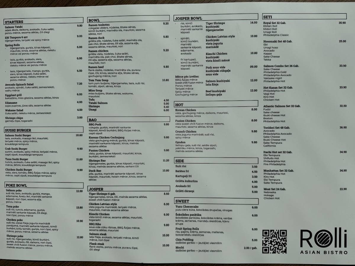 Rolli Asian Bistro меню