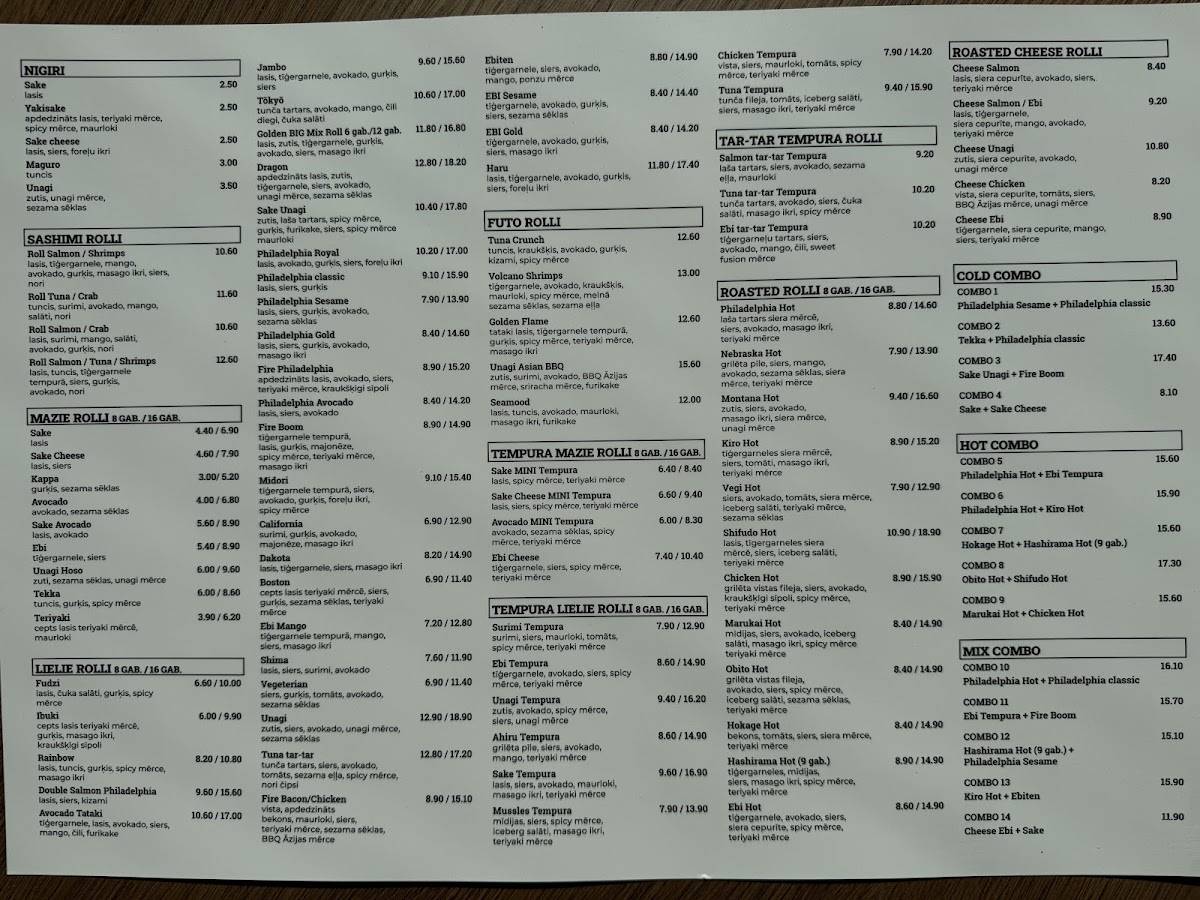 Rolli Asian Bistro меню