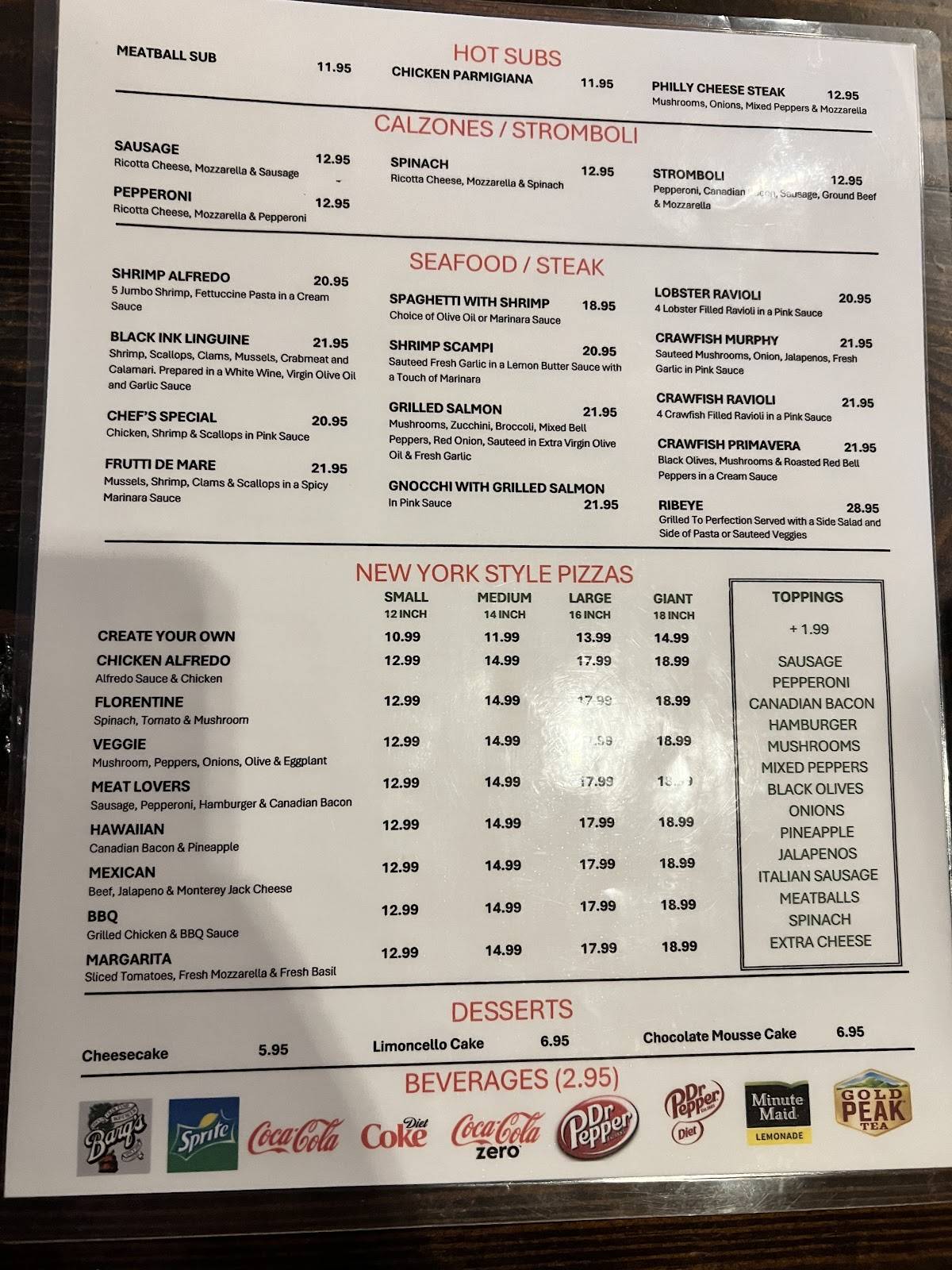 Roma Italian Kitchen меню