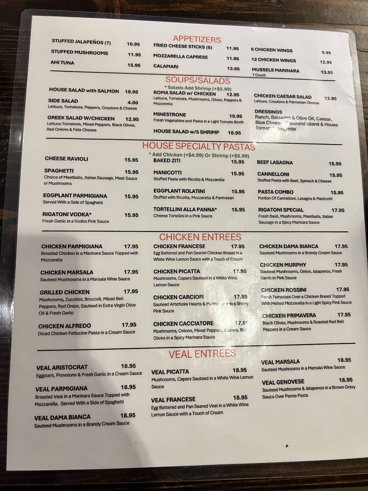 Roma Italian Kitchen меню