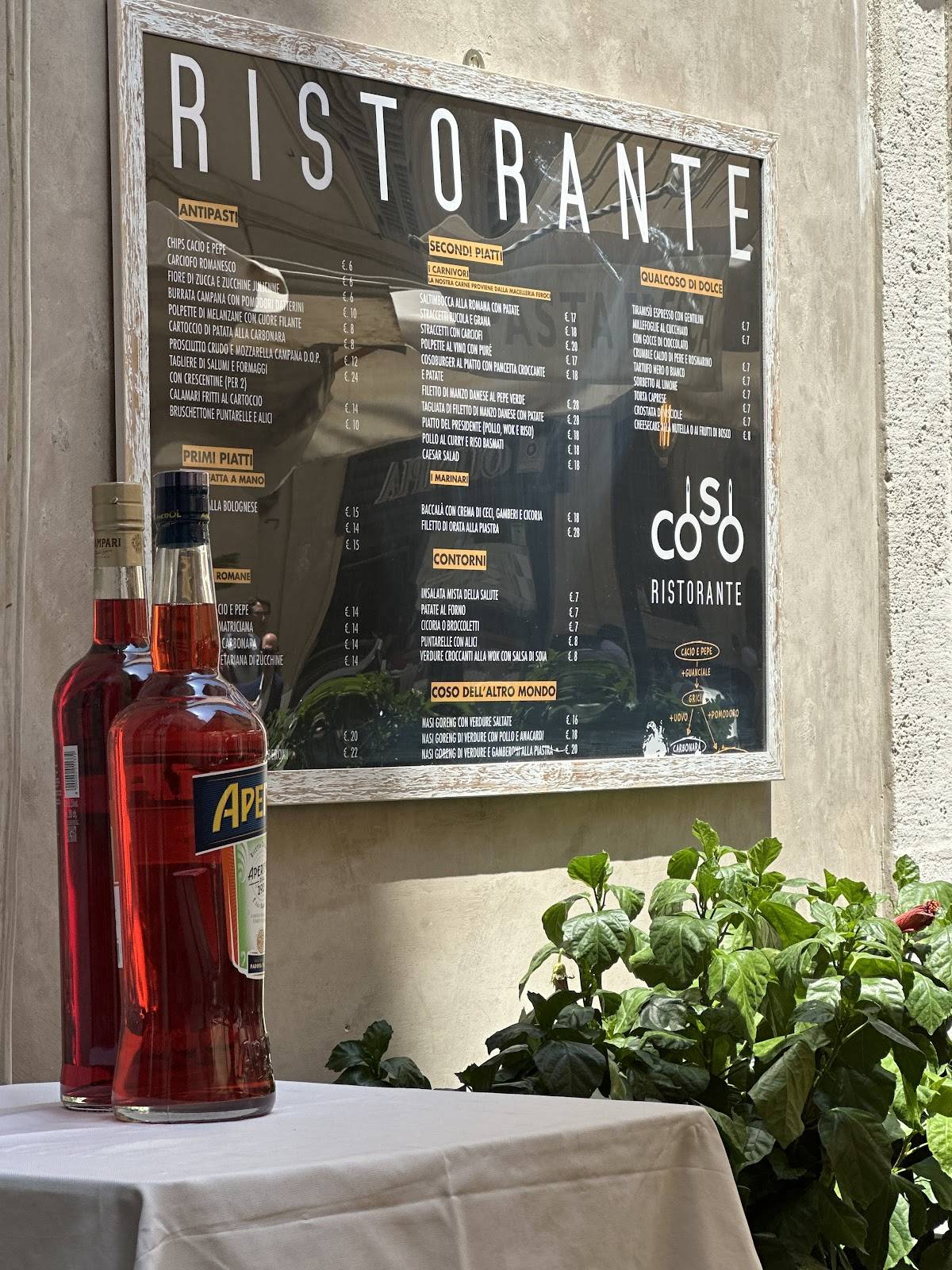 Coso Ristorante меню