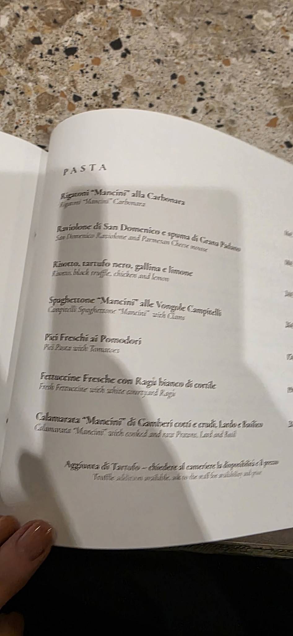 Tribuna Campitelli меню