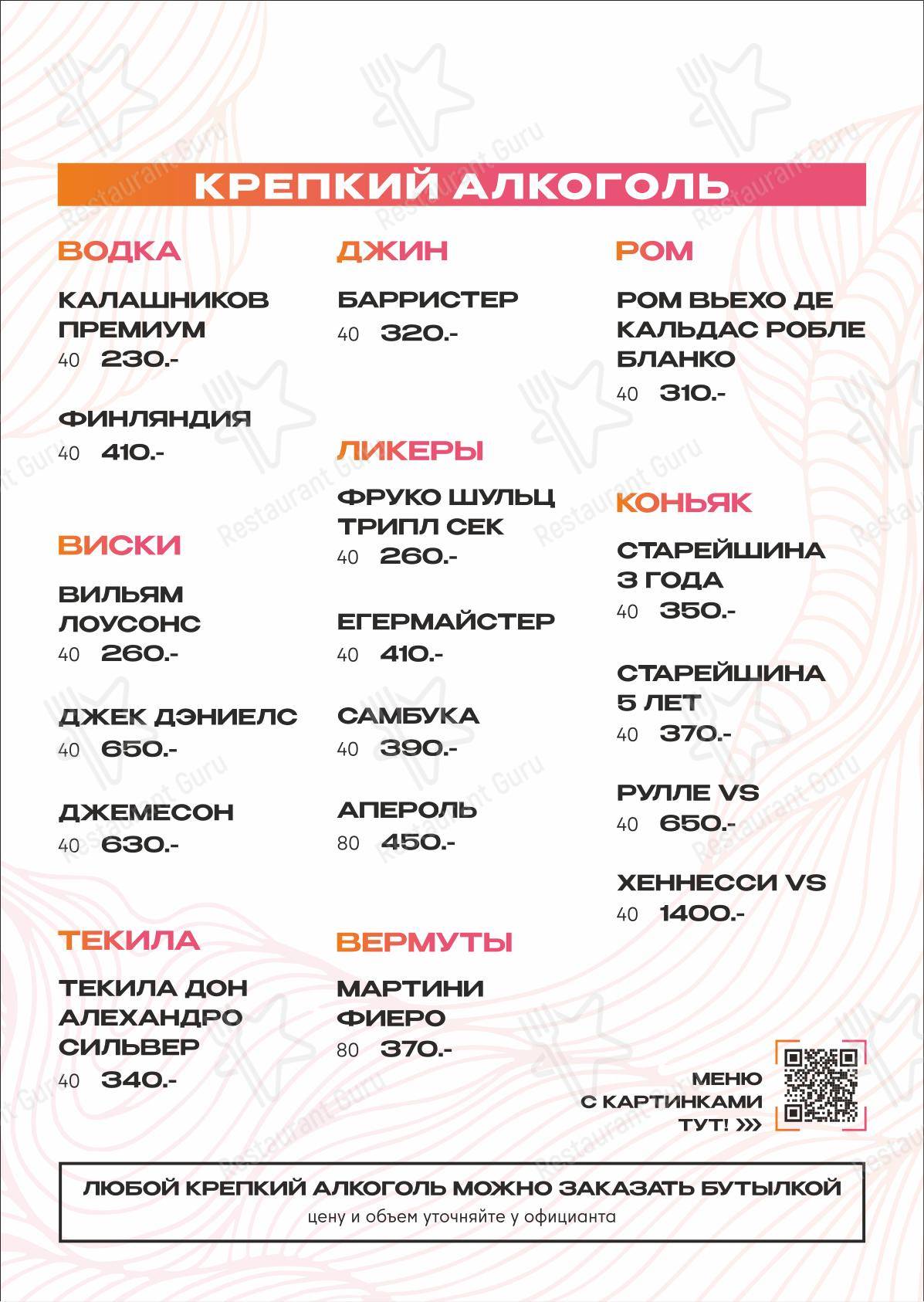 Меню ресторана Ронни - 菜单