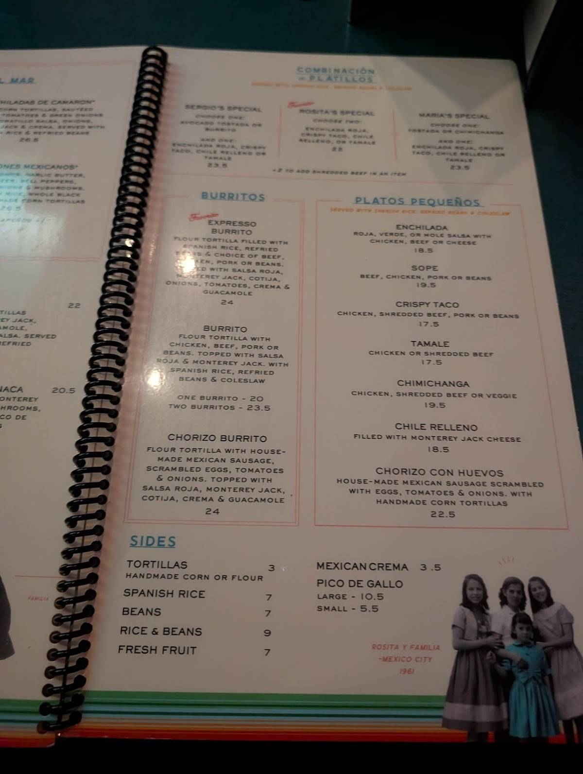 Rosita's Mexican Restaurant меню