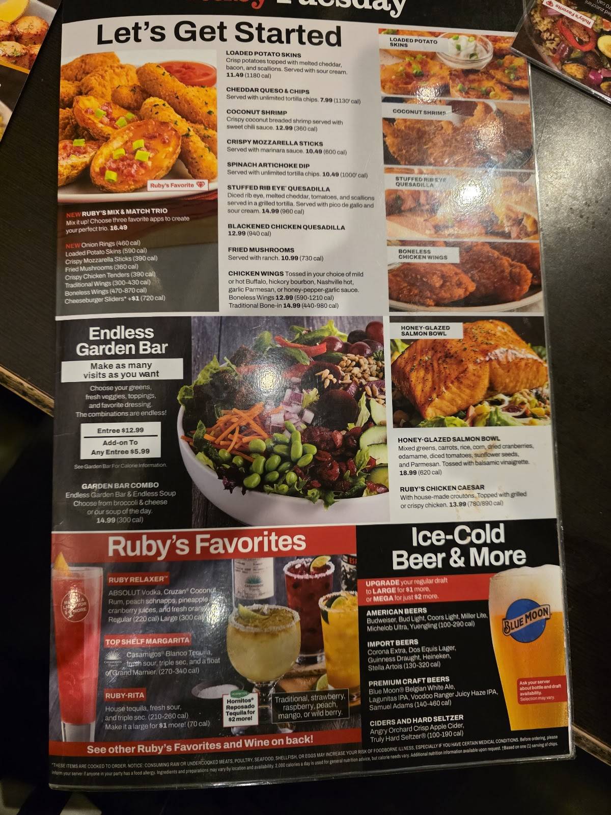 Ruby Tuesday меню