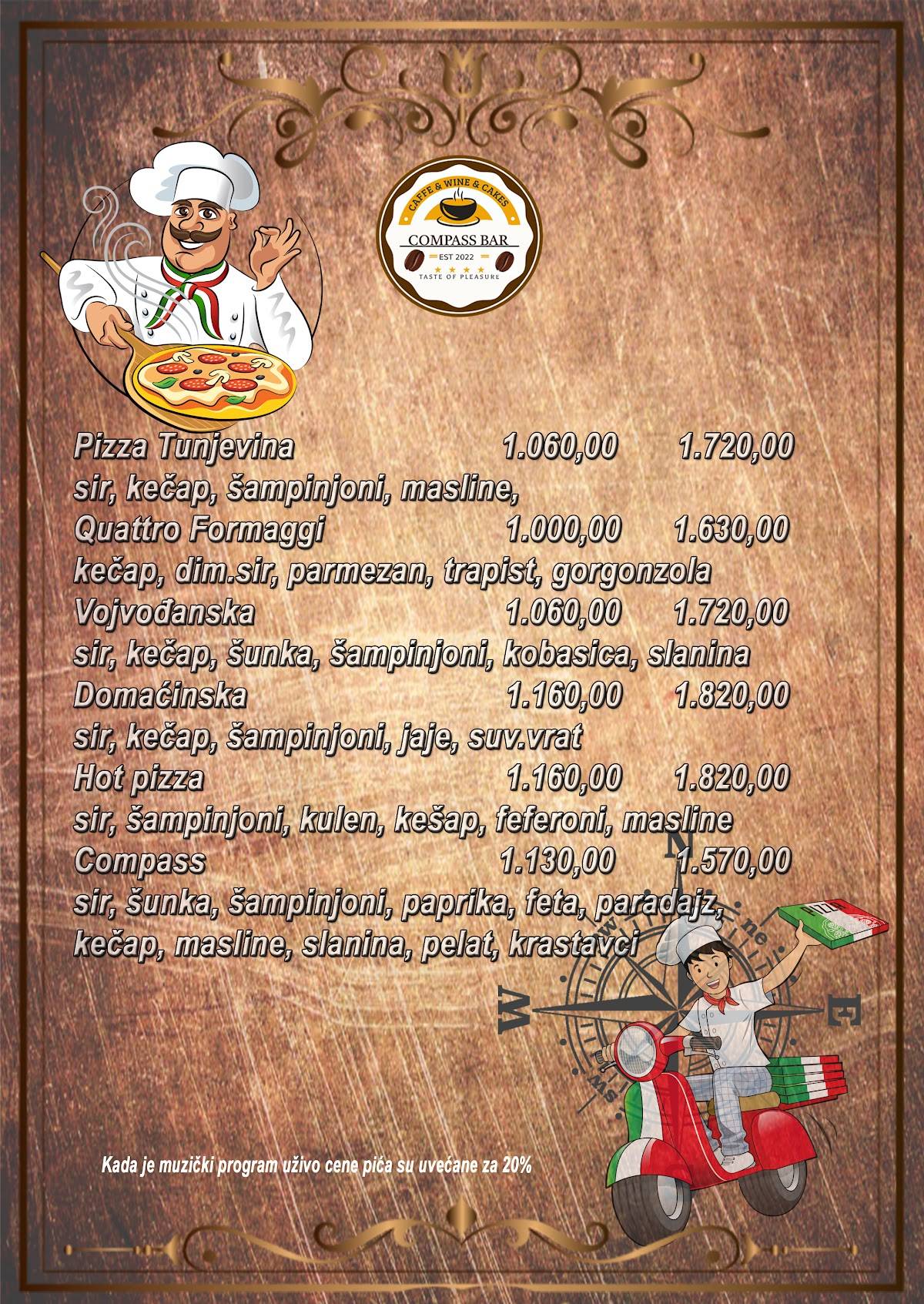 Caffe Pizza Bar Compass меню
