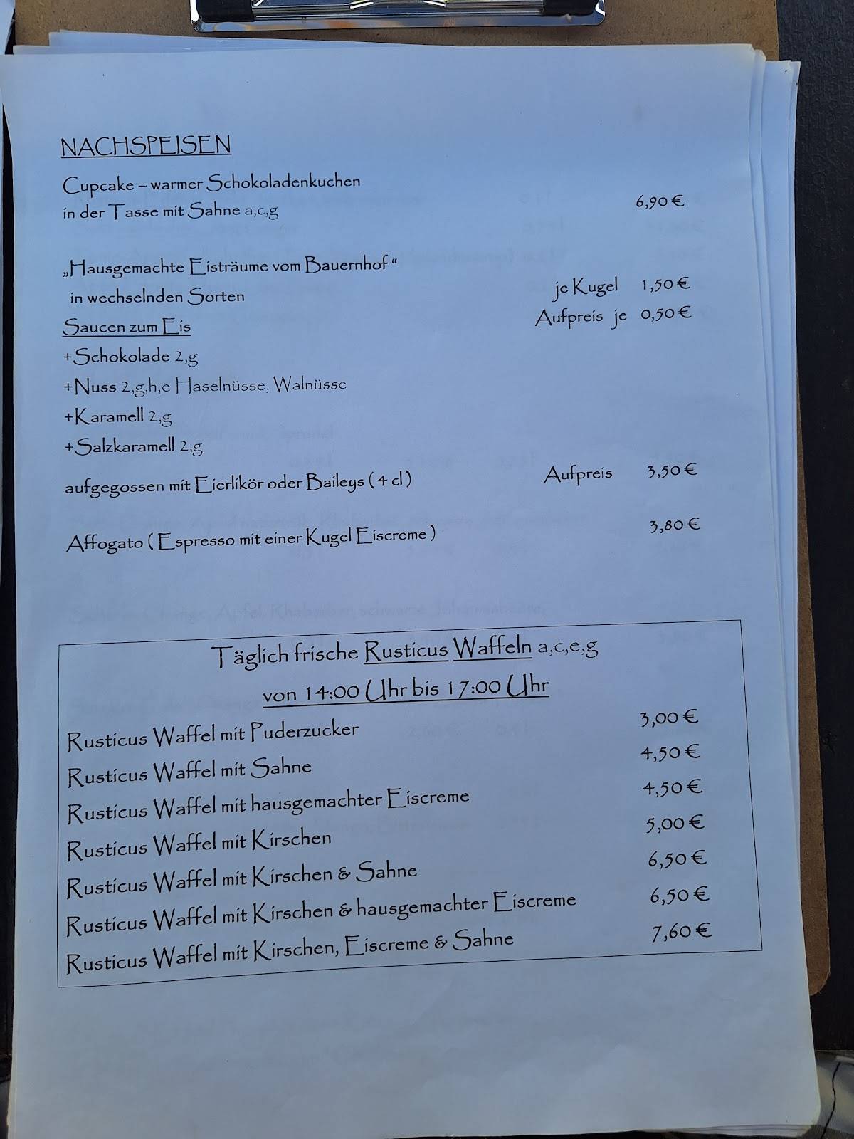 Rusticus Witzhelden меню