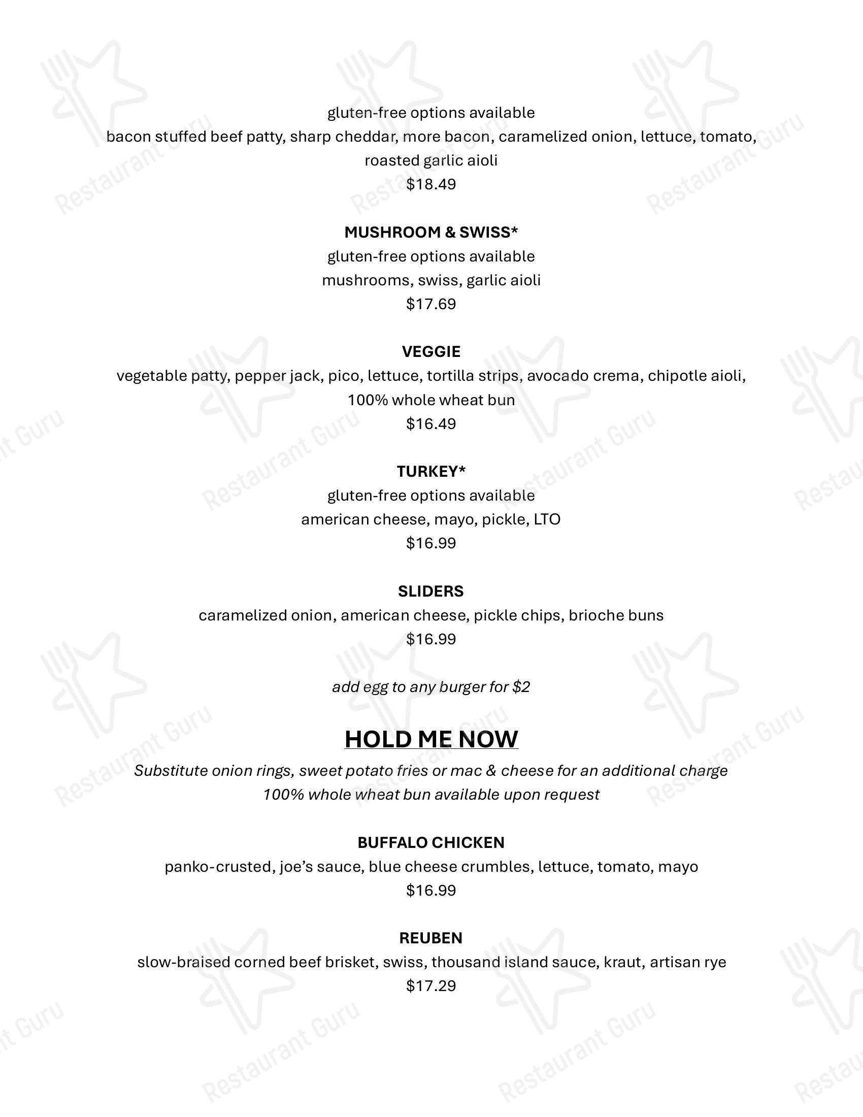 Меню паба и бара Rusty Bucket Restaurant and Tavern