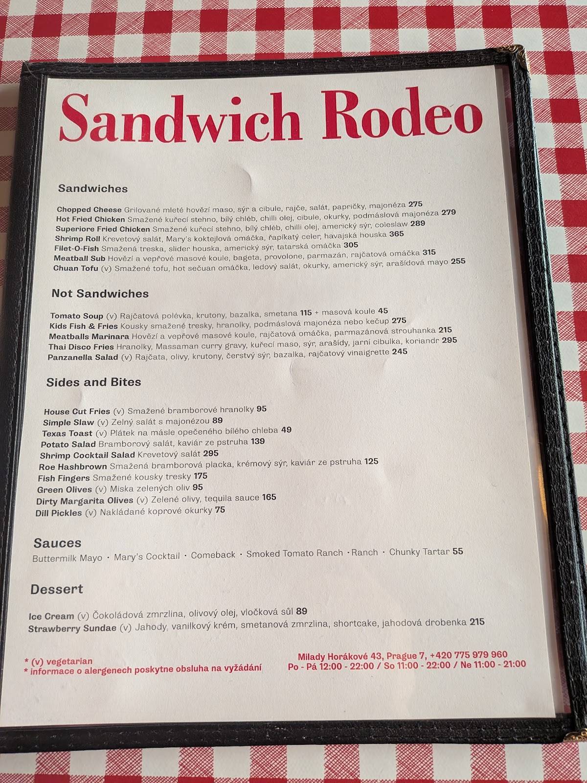Sandwich Rodeo меню