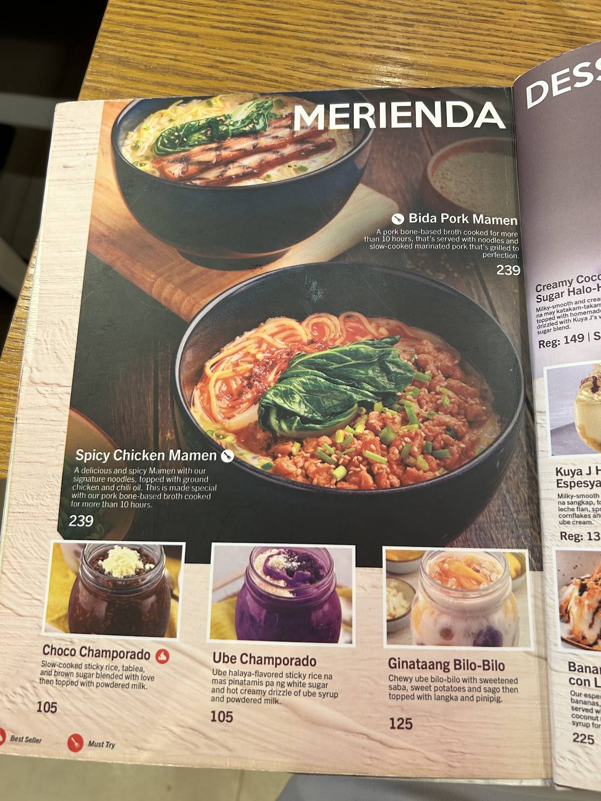 Kuya J Restaurant - Ayala Malls Solenad 3 меню
