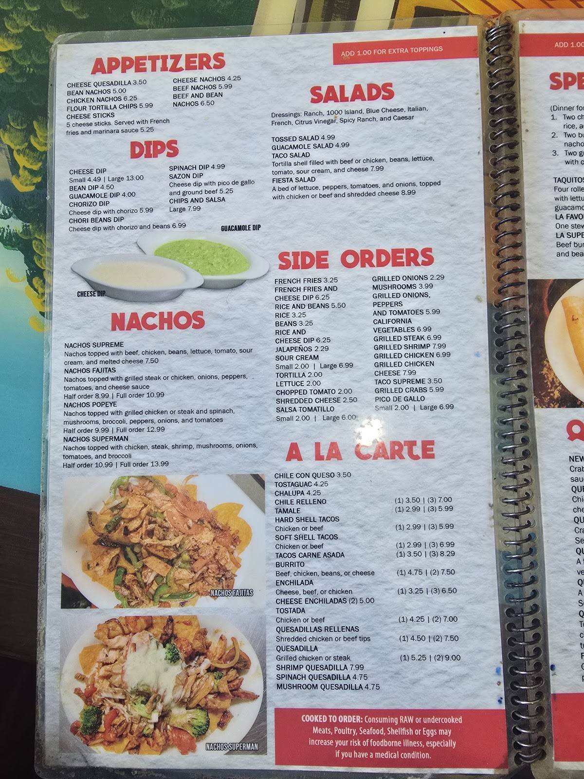 Sazon Mexican Restaurant меню