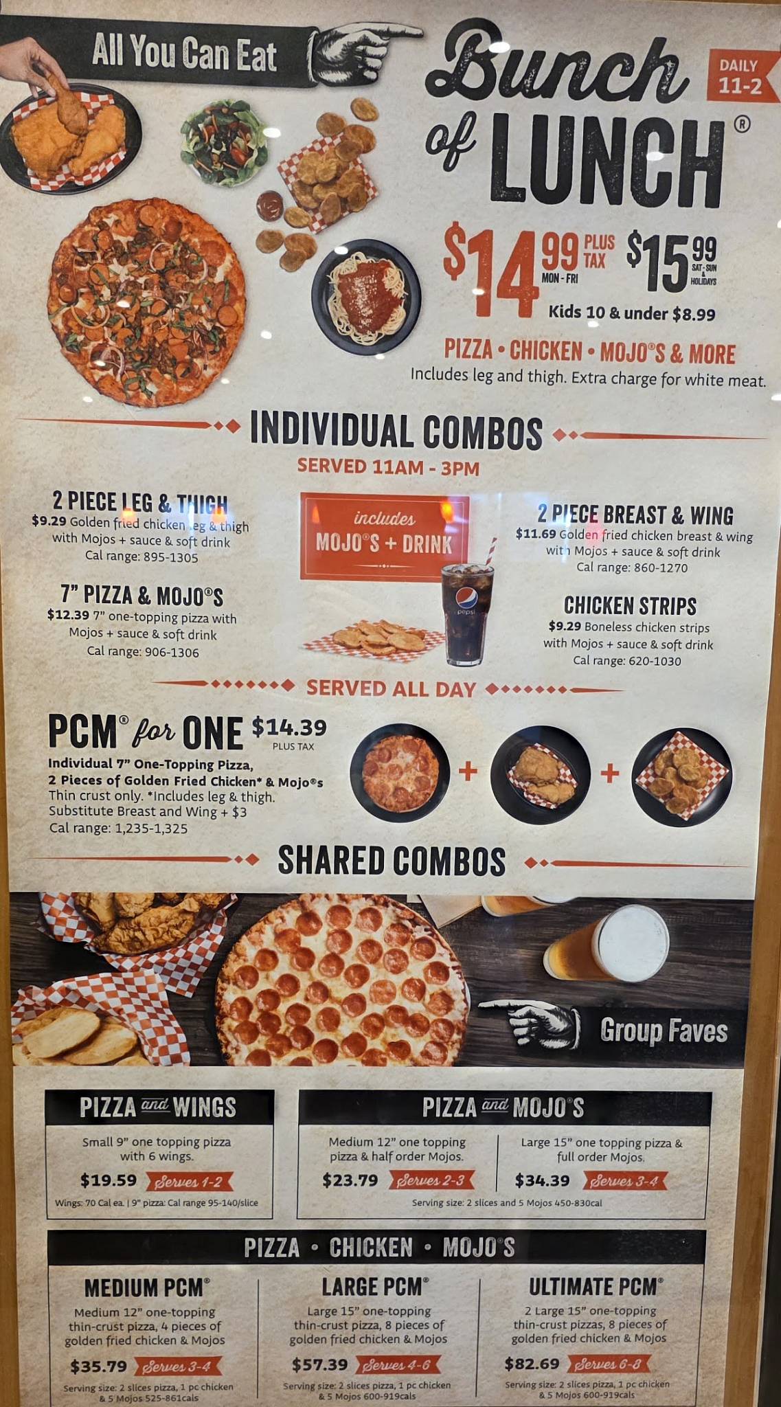 Shakey's Pizza Parlor меню