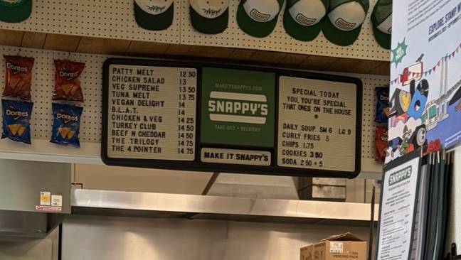 Snappy's меню
