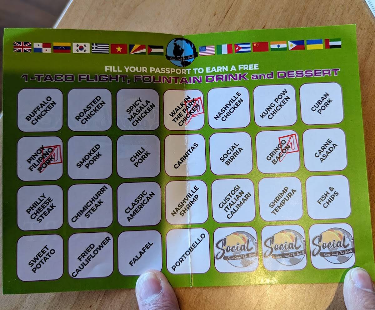 Social Taco меню