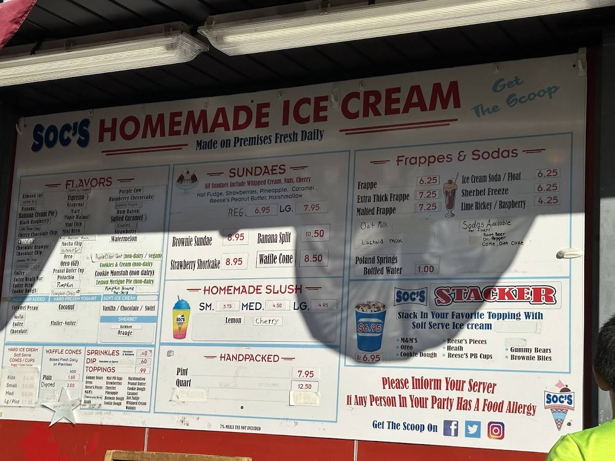 Soc's Ice Cream меню