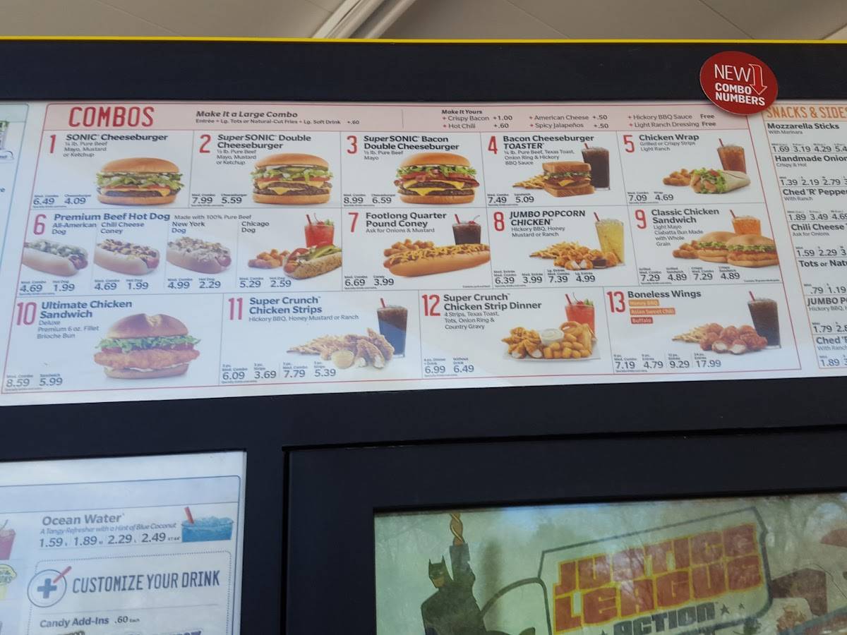 Sonic Drive-In меню