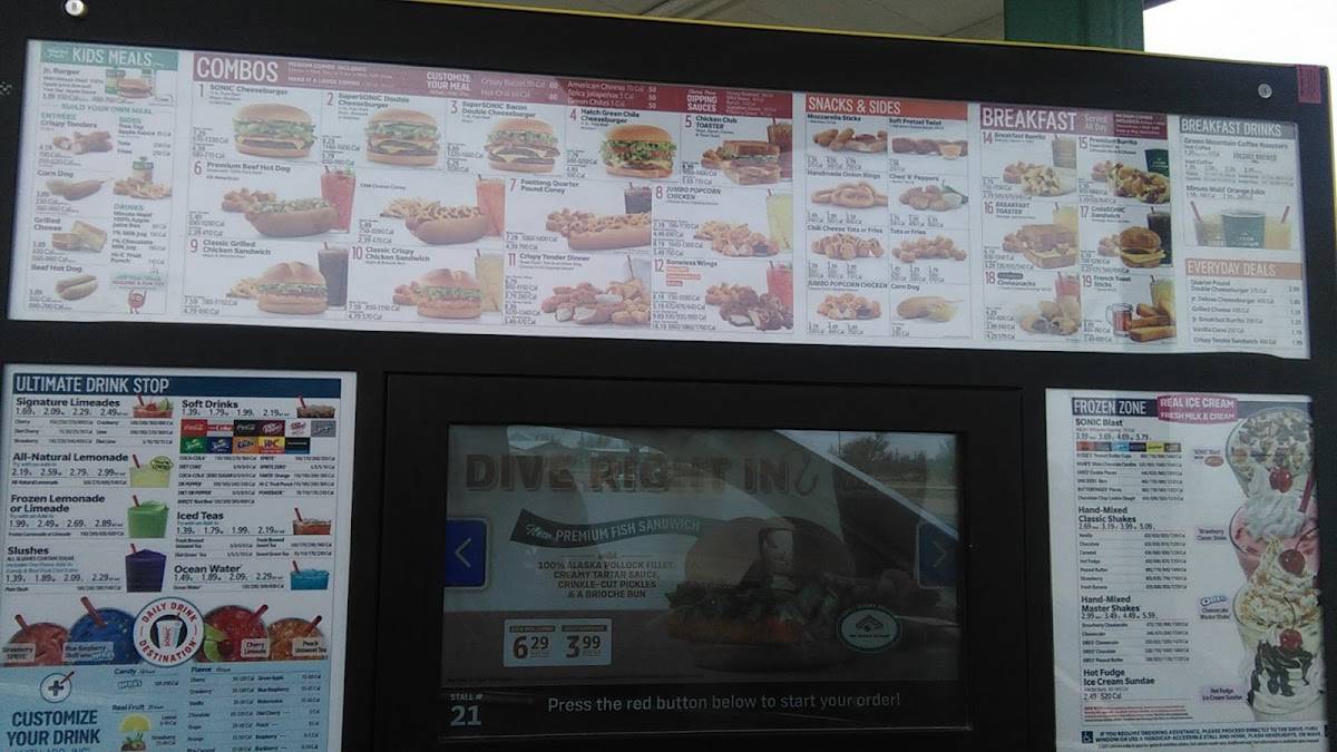 Sonic Drive-In меню