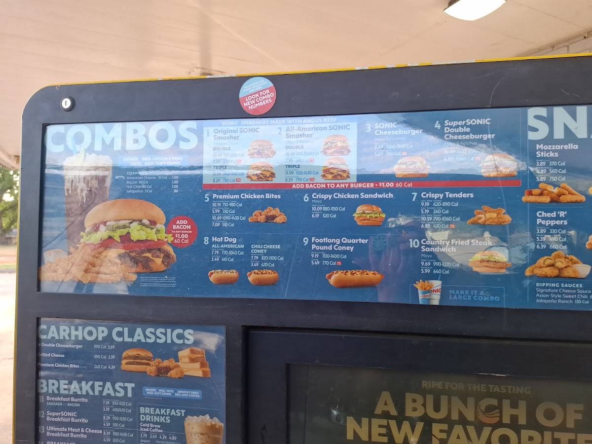 Sonic Drive-In меню