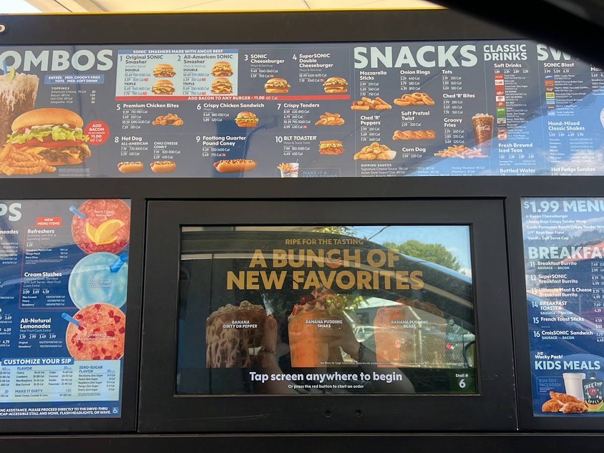 Sonic Drive-In меню