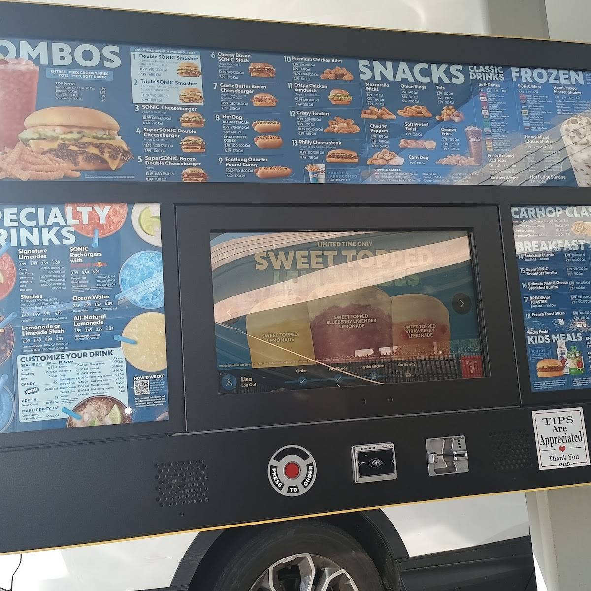 Sonic Drive-In меню