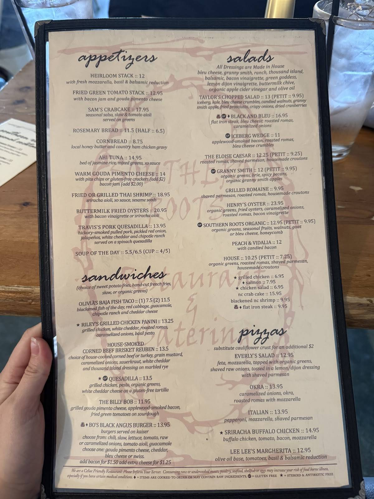 Southern Roots Restaurant меню