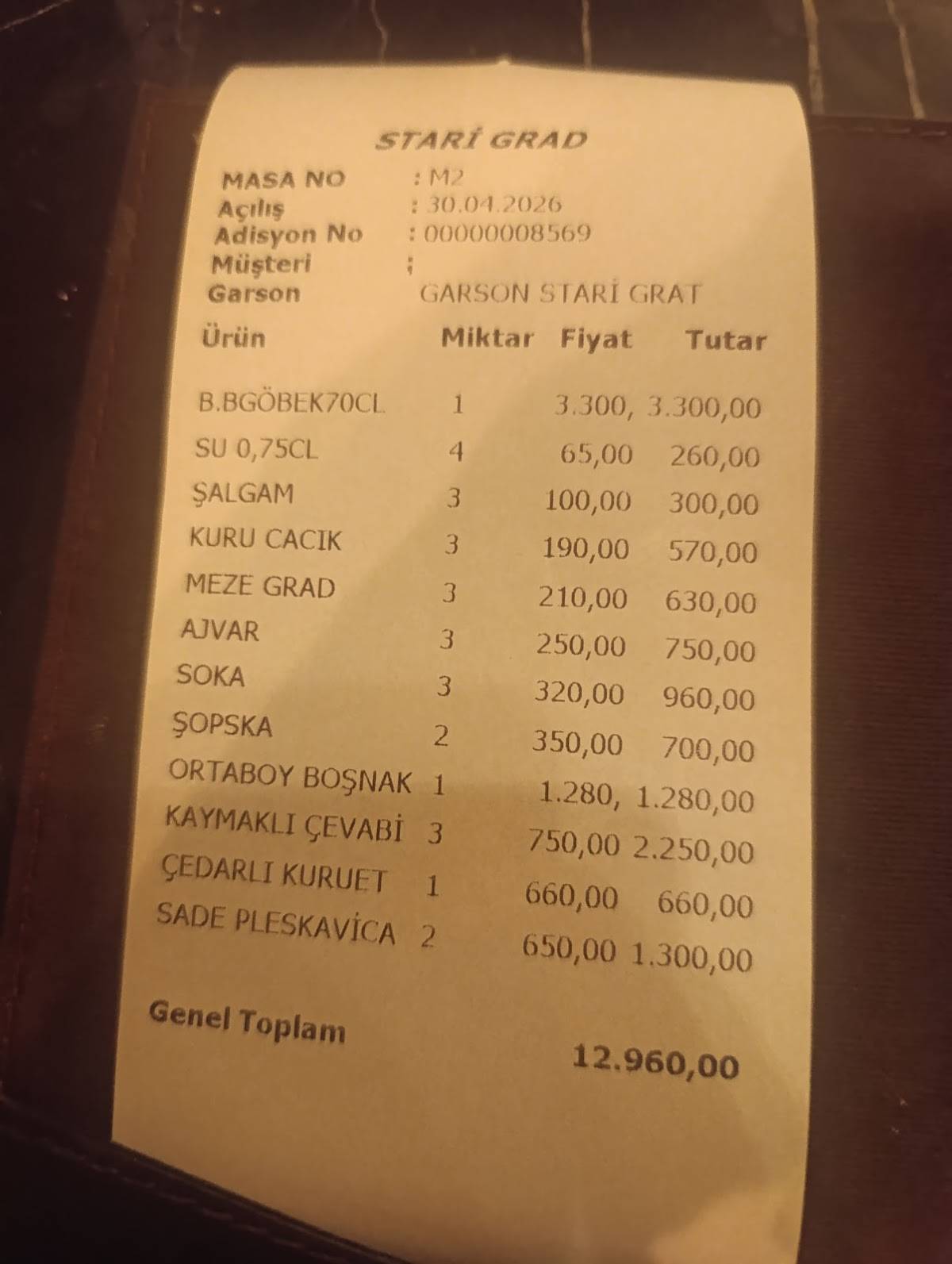 Ресторан Стари Град меню