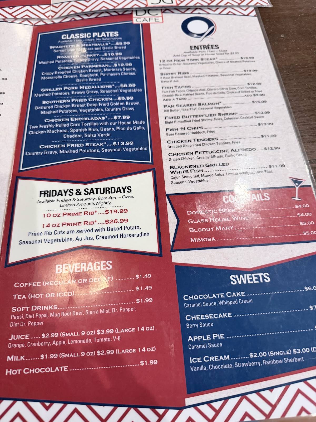DC Cafe меню
