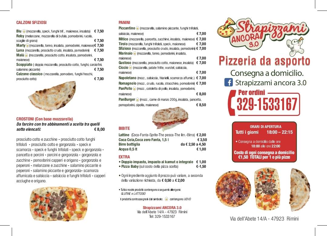 Strapizzami меню
